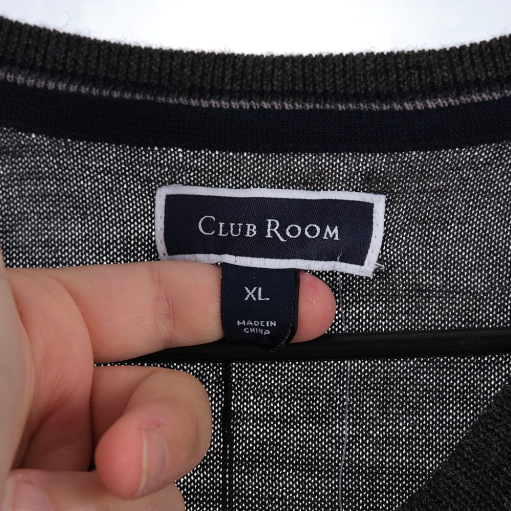 Club Room Gray Merino Wool Blend V-Neck Men's XL Lightweight Sweater - Picture 5 of 7